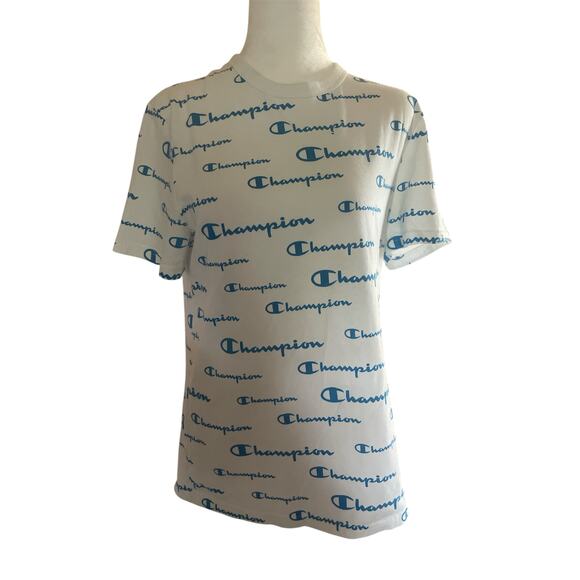 Champion White & Blue Men's Medium Authentic Athletic Wear Tee Shirt - Picture 1 of 7